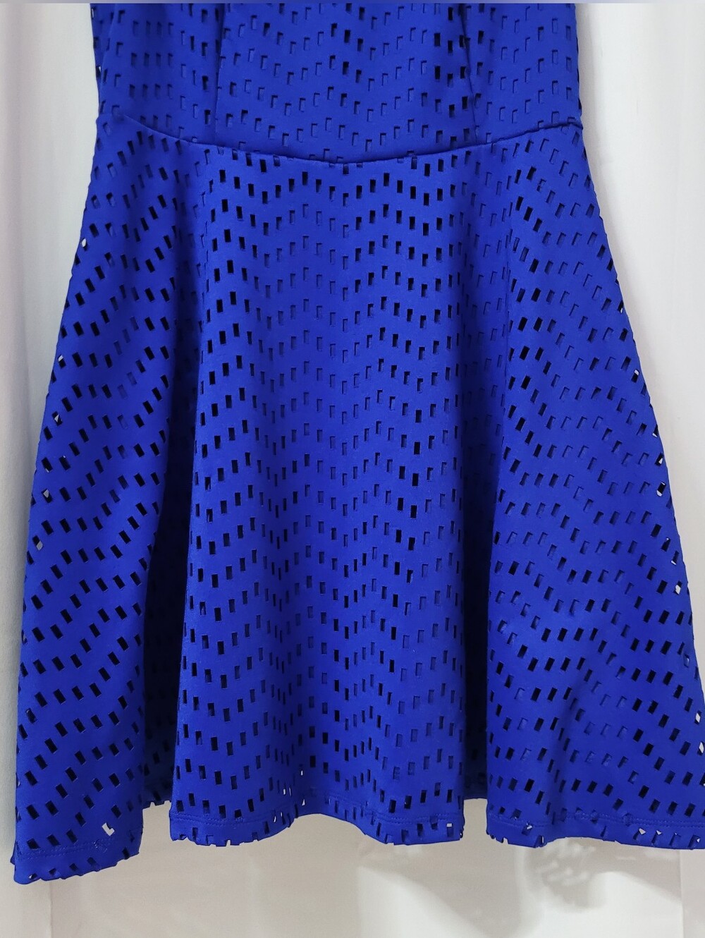 Apt. 9 Royal Blue Perforated Geometric Laser-Cut Fit & Flare Skater Dress - Picture 4 of 10